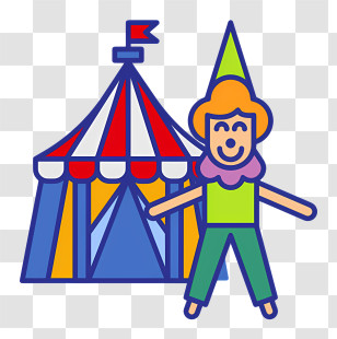 Carnival Circus Tent - Clown And Colorful Circus Tent Transparent PNG