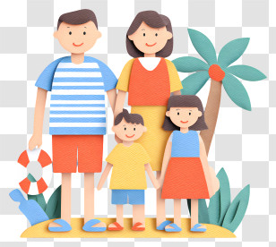 Family Vacation In Beach - Family On Beach Vacation Transparent PNG