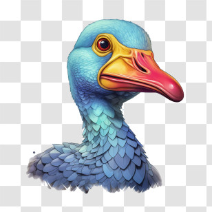 Dodo - Illustration Of Blue Bird With Orange Beak Transparent PNG