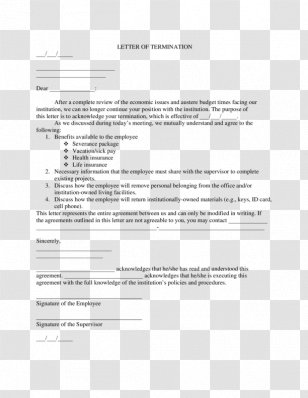 Termination Of Employment Contract Letter RÃ©sumÃ© - Cover - Atwill Transparent PNG