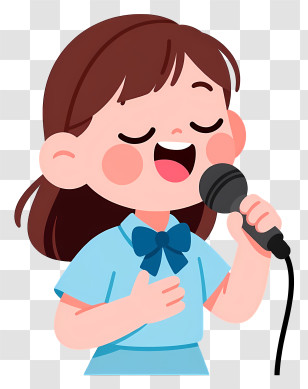 Kawaii Girl Singing - Cute Brown-Haired Girl Singing Transparent PNG