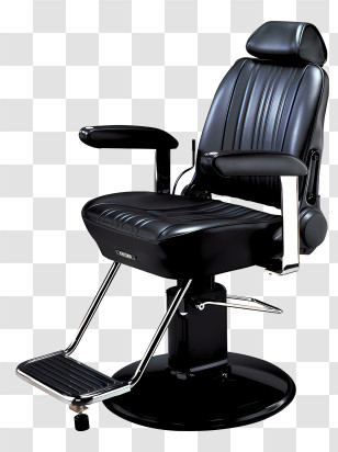 Chair - Black Barber Chair For Salons Transparent PNG
