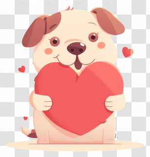 Dog Heart - Happy Puppy Holding A Heart Transparent PNG