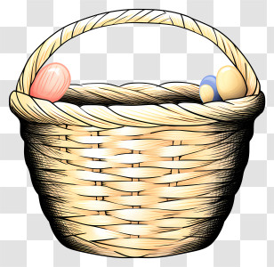 Woven Basket - Wicker Basket With Eggs Transparent PNG