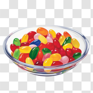 Jelly Beans - Colorful Assorted Jelly Beans In A Glass Bowl Transparent PNG