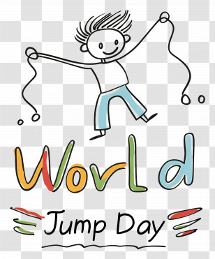 World Jump Day - Playful Stick Figure Jumping For World Jump Day Transparent PNG