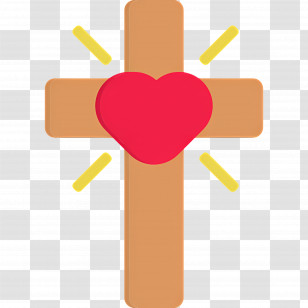 Christian Cross - Cross With Heart And Rays Transparent PNG