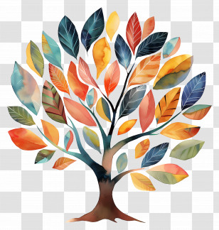 Tree Of Life - Colorful Watercolor Tree Art Transparent PNG