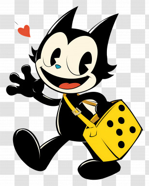 Felix The Cat - Cartoon Cat With A Bag Transparent PNG