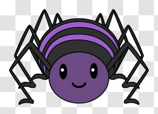 Cartoon - Happy Cartoon Spider With Purple Stripes Transparent PNG
