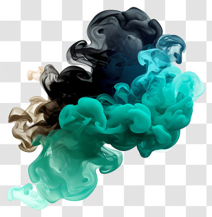 Wisp Of Smoke - Dynamic Teal And Black Smoke Transparent PNG