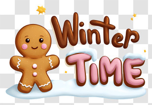Minimalist Winter Word Logo - Winter Time Gingerbread Sign Transparent PNG