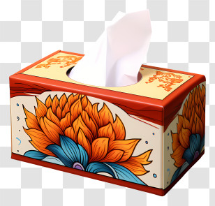 Hand Drawn Tissue Box - Ornamental Tissue Box With Floral Pattern Transparent PNG