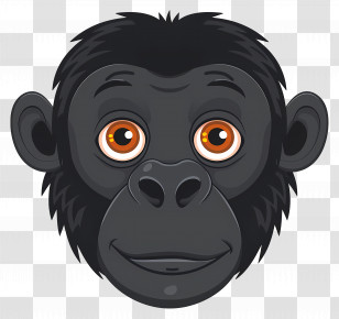 Cute Gorilla Face - Monkey Face In Cartoon Style Transparent PNG