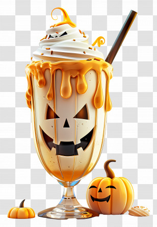 Halloween Milkshake - Spooky Halloween Pumpkin-Themed Milkshake Transparent PNG