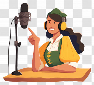 Podcasting - Podcaster At Microphone Transparent PNG