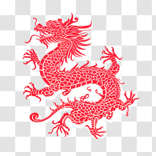 Icon - Bold Red Dragon Silhouette Design Transparent PNG