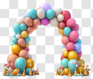 Birthday Balloon Arch Vector 3d - Colorful Balloon Arch For Party Celebrations Transparent PNG