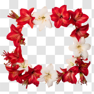 Amaryllis Flower - Red And White Flower Wreath Transparent PNG