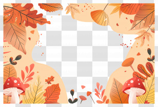 Autumn Background - Autumn Frame With Leaves And Mushrooms Transparent PNG