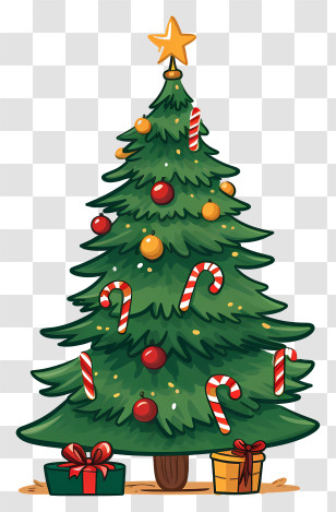 Christmas Tree - Festive Christmas Tree With Ornaments Transparent PNG