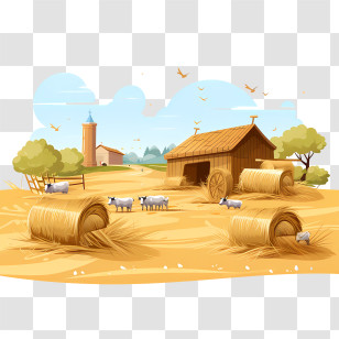 Hay Day - Barn With Hay Bales And Sheep Transparent PNG