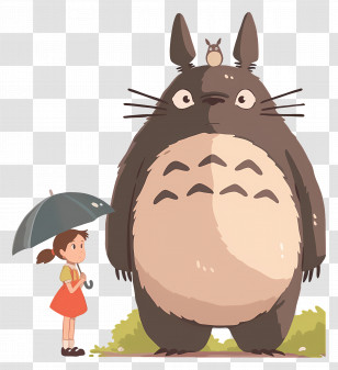 My Neighbor Totoro - Cartoon Girl And Creature With Umbrella Transparent PNG