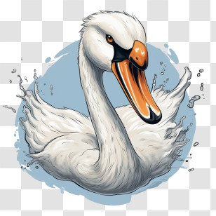Swan - Graceful White Swan In Water Transparent PNG