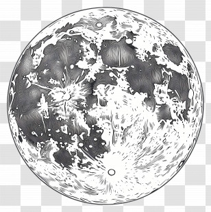Moon Outline - Artistic Sketch Of The Moon Transparent PNG