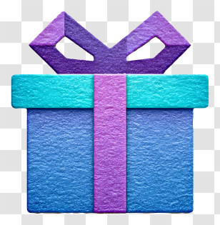Gift Icon - Blue Gift Box With Purple Bow Transparent PNG