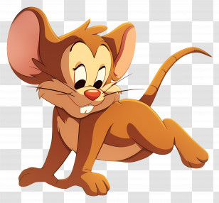 Jerry Mouse - Cartoon Mouse Illustration In Playful Pose Transparent PNG