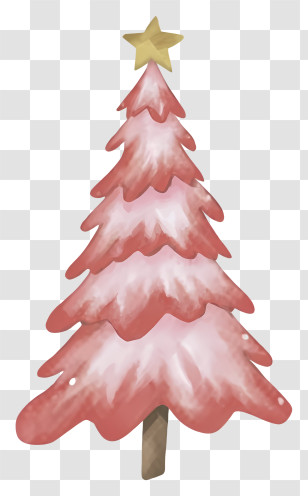 Pink Christmas Tree - Red Christmas Tree With Star Transparent PNG