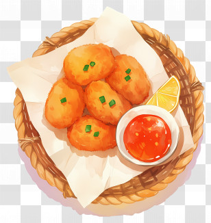 Fried Chicken Nuggets - Fried Nuggets With Sauce And Lemon Transparent PNG