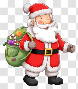 Christmas Santa Claus - Santa Claus With Gift Bag Transparent PNG