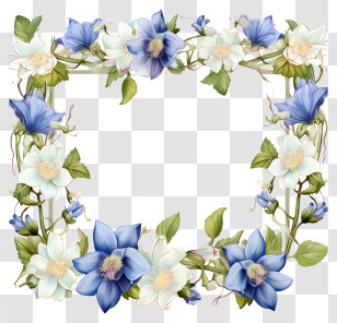 Blue And White Flower Wreath - Elegant Floral Wreath With A Nature Theme Transparent PNG