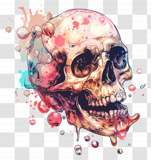 Cute Skull - Colorful And Artistic Skull Illustration Transparent PNG