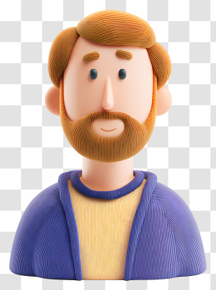 3d Male Avatar - 3D Cartoon Bearded Man Transparent PNG
