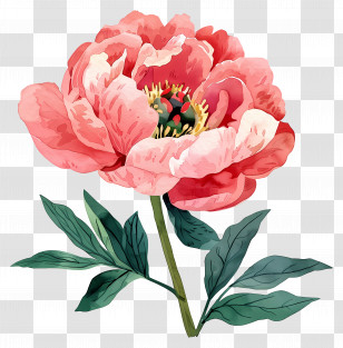 Peony - Pink Peony Flower Illustration Transparent PNG