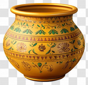 Indian Wedding Pot - Traditional Hand-Painted Clay Pot Design Transparent PNG