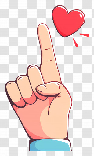 Finger - Cartoon Hand Pointing With Red Heart Icon Transparent PNG