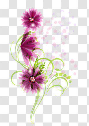 Blumen - Artistic Floral Design With Purple Flowers Transparent PNG
