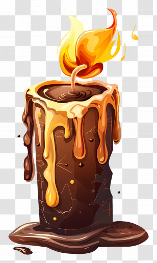Candle - Burning Candle With Melting Wax Transparent PNG