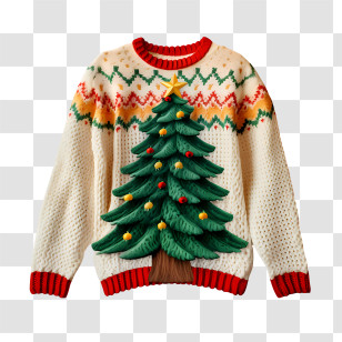 Christmas Sweater - Festive Christmas Sweater With Tree Design Transparent PNG