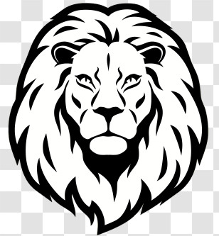 Lion Logo - Bold Black And White Lion Illustration Transparent PNG