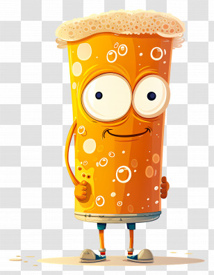 Cartoon Beer - Cute Orange Drink Cartoon Character Transparent PNG