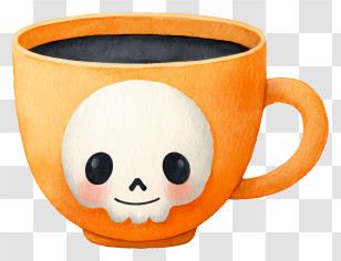 Halloween Skull Cup - Orange Cup With Skull Face Transparent PNG