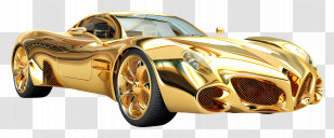 3d Car - Luxurious Golden Car Transparent PNG
