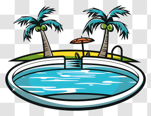 Pool Opening Day - Swimming Pool With Palm Trees Transparent PNG