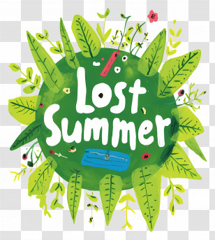 Lost Summer - Green Circle With Leaves And Text Transparent PNG