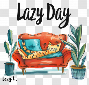 Lazy Day - Cat Relaxing On Couch For Lazy Day Transparent PNG